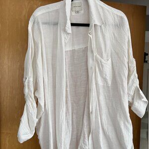 Women's American Eagle Off White Oversized Long Sleeve Button Up | Size Small